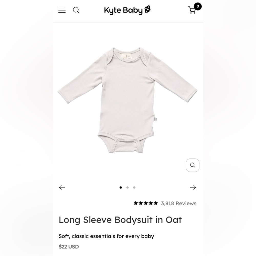 Kyte Newborn Long-sleeved Onesie in Oat